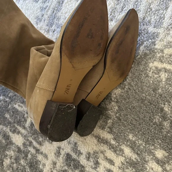 Zara Tan Natural suede Over the Knee Boots - Picture 5 of 5